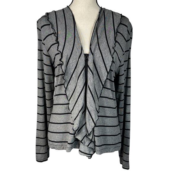 Christopher & Banks Large Jacket Zip-Up Striped Hooded Lightweight Long Sleeves - Picture 1 of 9